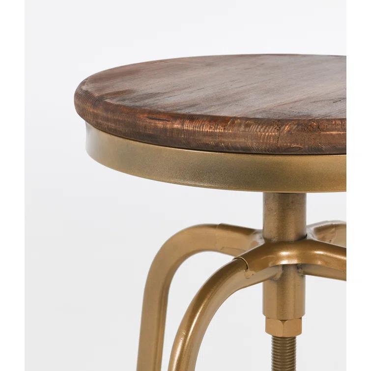 Piper 26" Brown and Brass Adjustable Metal Counter Stool
