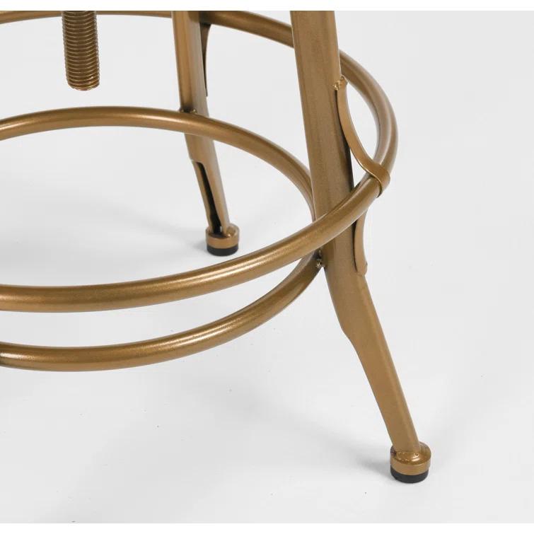 Piper 26" Brown and Brass Adjustable Metal Counter Stool