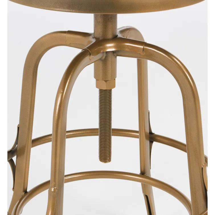 Piper 26" Brown and Brass Adjustable Metal Counter Stool