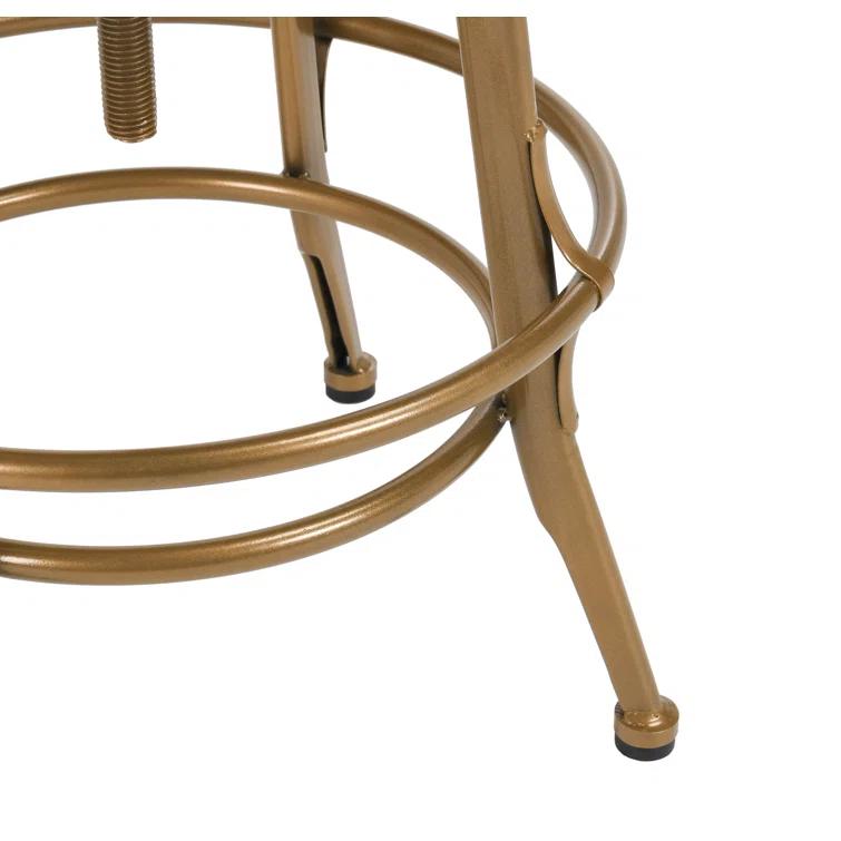 Piper 26" Brown and Brass Adjustable Metal Counter Stool