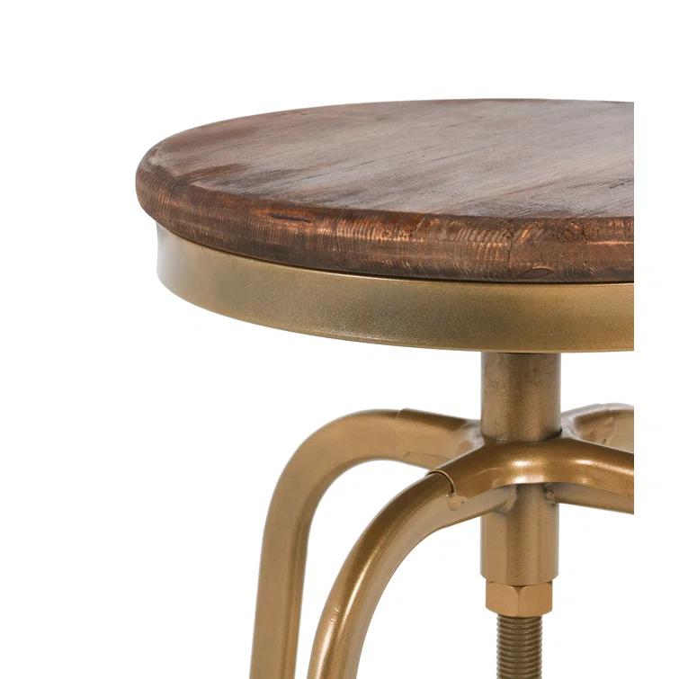 Piper 26" Brown and Brass Adjustable Metal Counter Stool