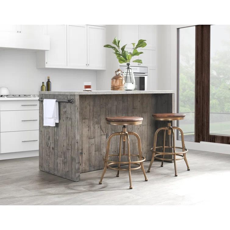 Piper 26" Brown and Brass Adjustable Metal Counter Stool