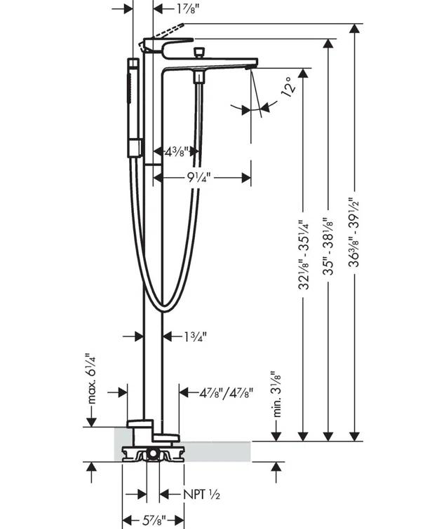 Metropol Freestanding Tub Filler Trim with Lever Handle and 1.75 GPM Handshower Trim Set Only