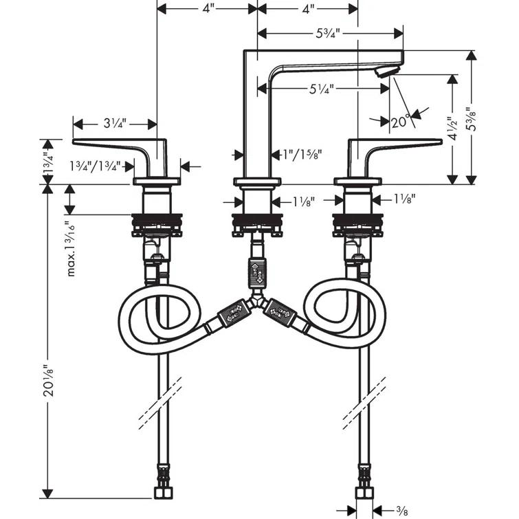 Metropol Low Flow Water Saving Widespread Bathroom Faucet