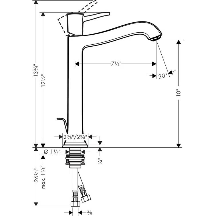 Hansgrohe Metropol Classic Single-Hole Faucet 260 with Drain Assembly, 1.2 GPM