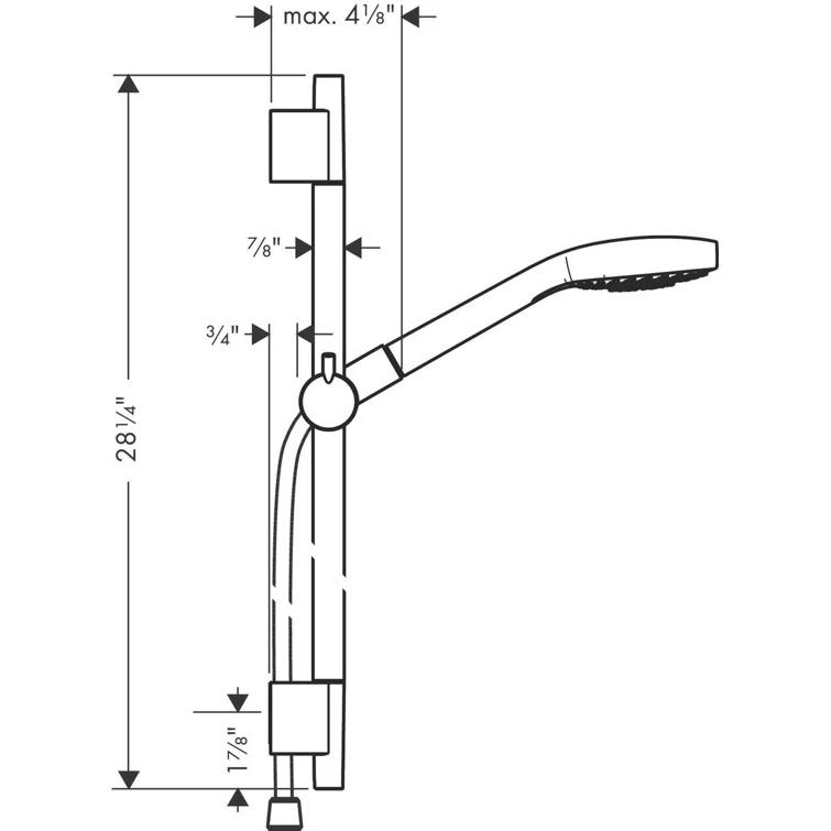 hansgrohe Croma Select S Wallbar Set 110 3-Jet 24", 2.5 GPM
