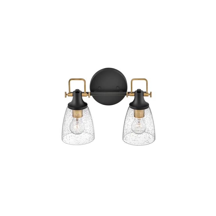 Easton Two-Light Bath Vanity Fixture w/ Clear Seedy Glass Shades