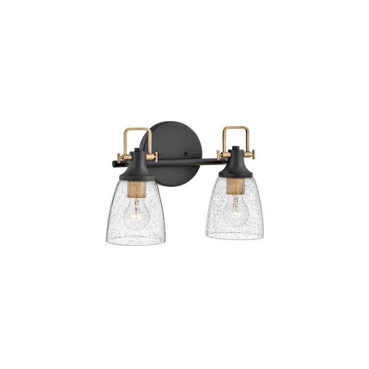 Easton Two-Light Bath Vanity Fixture w/ Clear Seedy Glass Shades