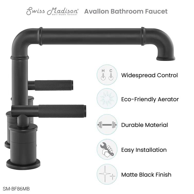 Avallon 8 in. Widespread, Sleek Handle, Bathroom Faucet