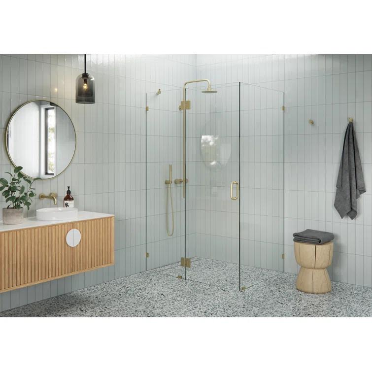 Glass Warehouse Halo 60 in. x 36 in. x 78 in. 90-degree Fully Frameless Glass Hinged Shower Enclosure 90-GH-60-36-SB