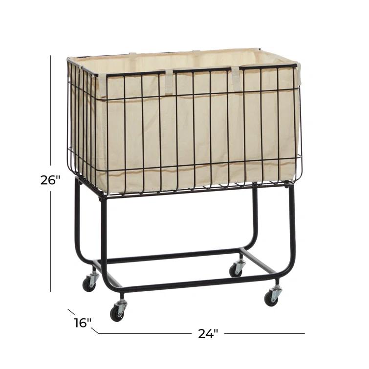 Joss & Main Metal Deep Set Wire Basket Storage Cart with Wheels and Fabric Lining & Reviews | Joss & Main