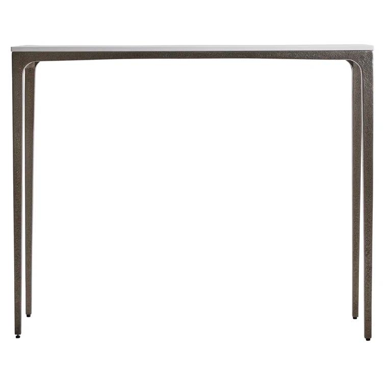 Gray and White Stone-Topped Metal Console Table