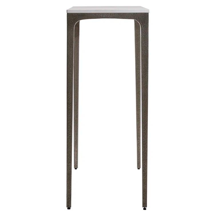 Gray and White Stone-Topped Metal Console Table