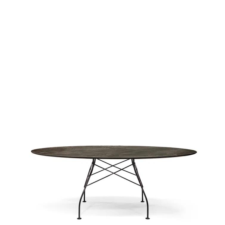 Kartell Glossy Oval Metal Base Dining Table