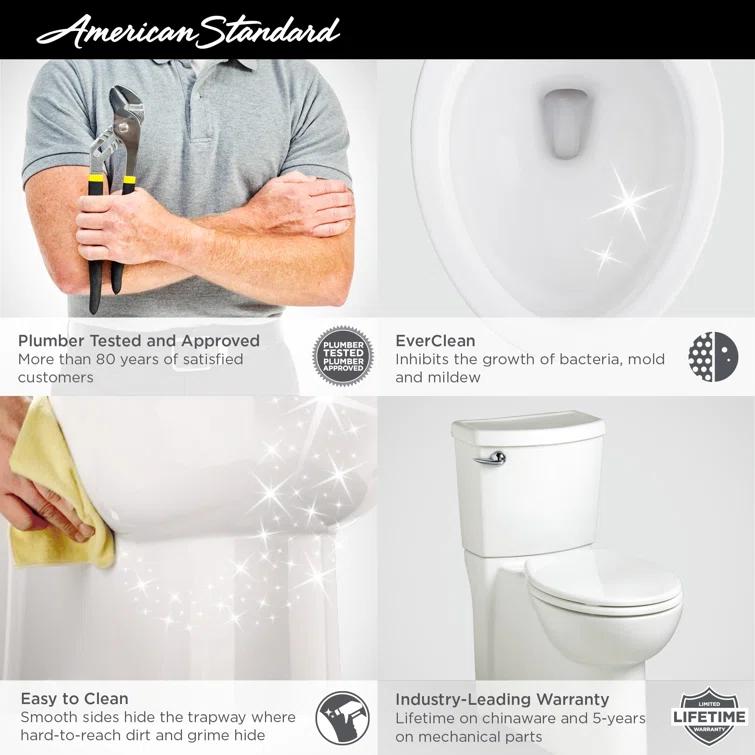 American Standard Cadet 1.28 Gallons GPF Elongated Comfort Height Floor Mounted Two-Piece Toilet (Seat Included)