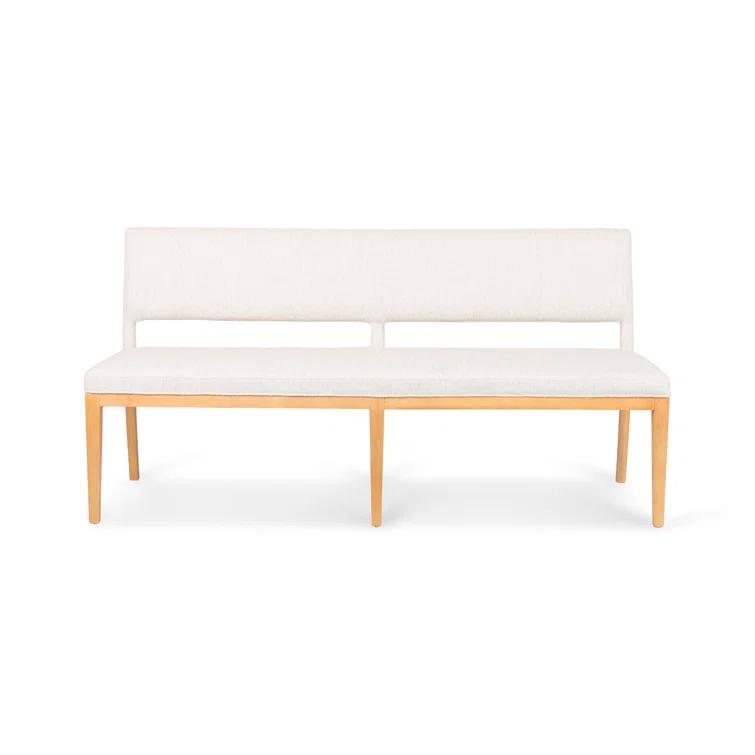 Sara 70'' Smoked Drift Oak Upholstered Dining Bench in Oatmeal