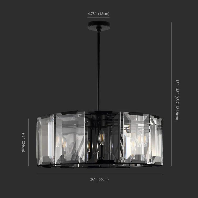 Esperanza Sleek Black Metal and Emerald-Cut Crystal Chandelier