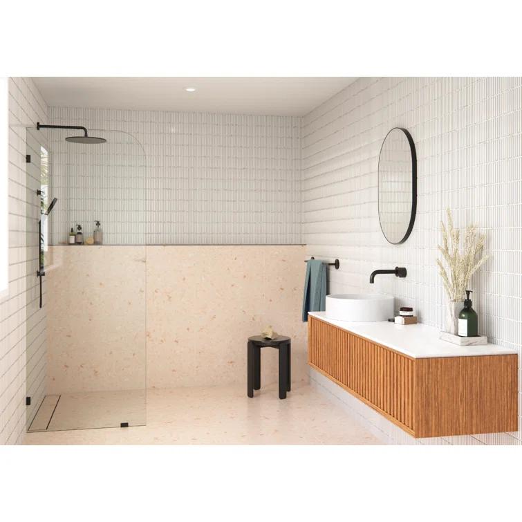 Solaris 36 in. x 78 in. Fully Frameless Radius Single Fixed Shower Panel