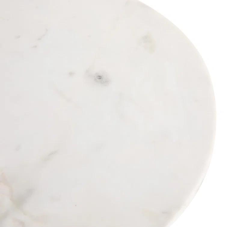 Delune Polished White Marble and Brushed Brass Nightstand