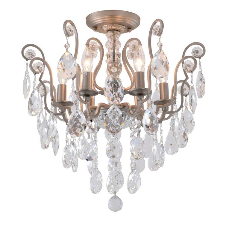 Bearnice Antique Brass 20'' Plug-In Candle Chandelier with Clear Crystals