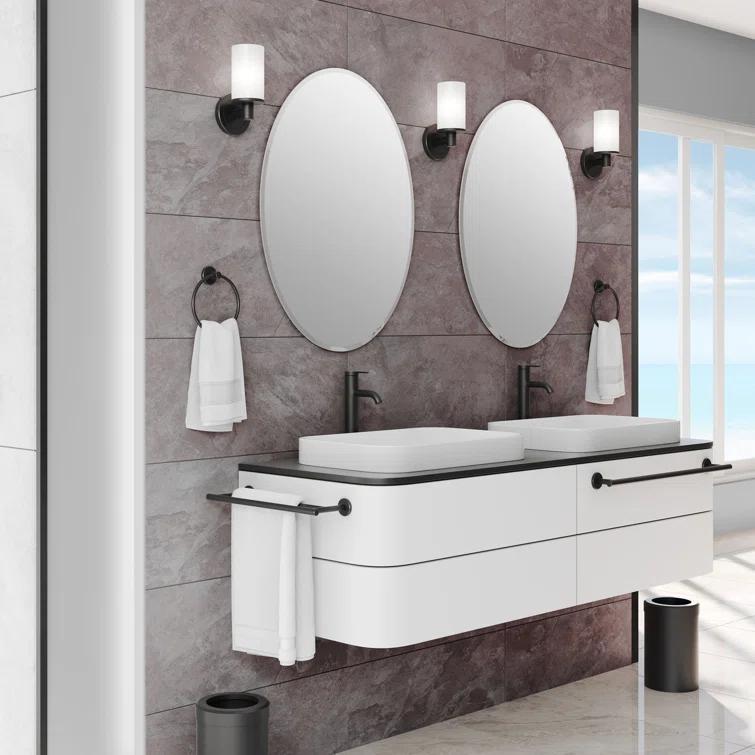 Gatco Modern Frameless Beveled Oval Wall Bathroom / Vanity Mirror