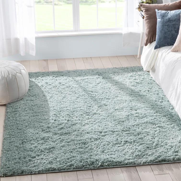 Papastamelos Basics Emerson Plain Textured Seafoam Green Shag Area Rug