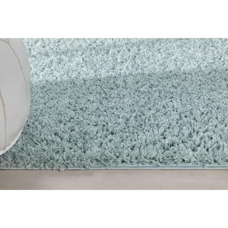 Papastamelos Basics Emerson Plain Textured Seafoam Green Shag Area Rug