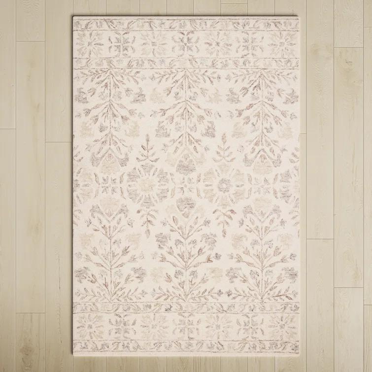 Aden Floral Handmade Hooked Wool Ivory/ Brown/Grey Area Rug