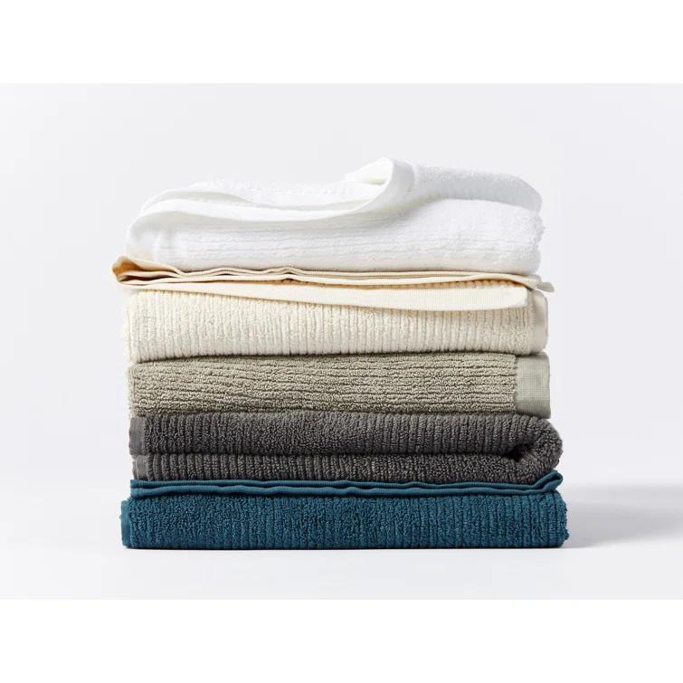 Coyuchi Natural 100% Cotton Ribbed Bath Towel