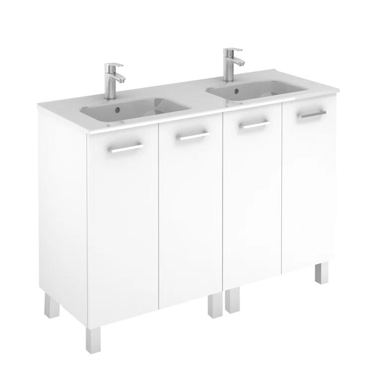WS Bath Collections Logic 47.3'' Double Bathroom Vanity with Ceramic Top with Mirror