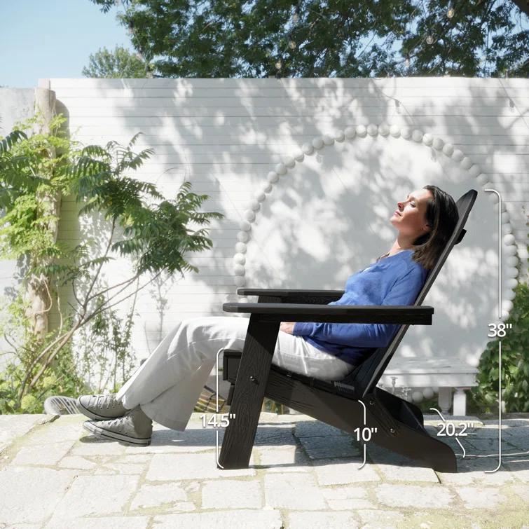 Emerico A Set Of 4 Adirondack Chairs, Foldable Poly Adirondack Chairs, Modern Plastic Adirondack Fire Pit Chairs, Suitable For Terraces, Porches, Decks, Swimming Pools, Gardens, And Backyards