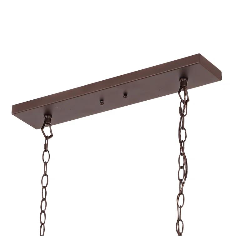 Pagoda 49" Linear 6-Bulb Classic Traditional Metal LED Pendant, Oil Rubbed Bronze