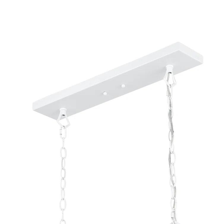 JONATHAN  Y Pagoda 49" Metal Linear Classic Traditional 6 -Light White Farmhouse Lantern Large Hanging Kitchen island light
