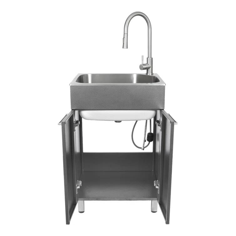 All-In-One 22" L x 18" W Free Standing Compact Laundry Sink with Faucet