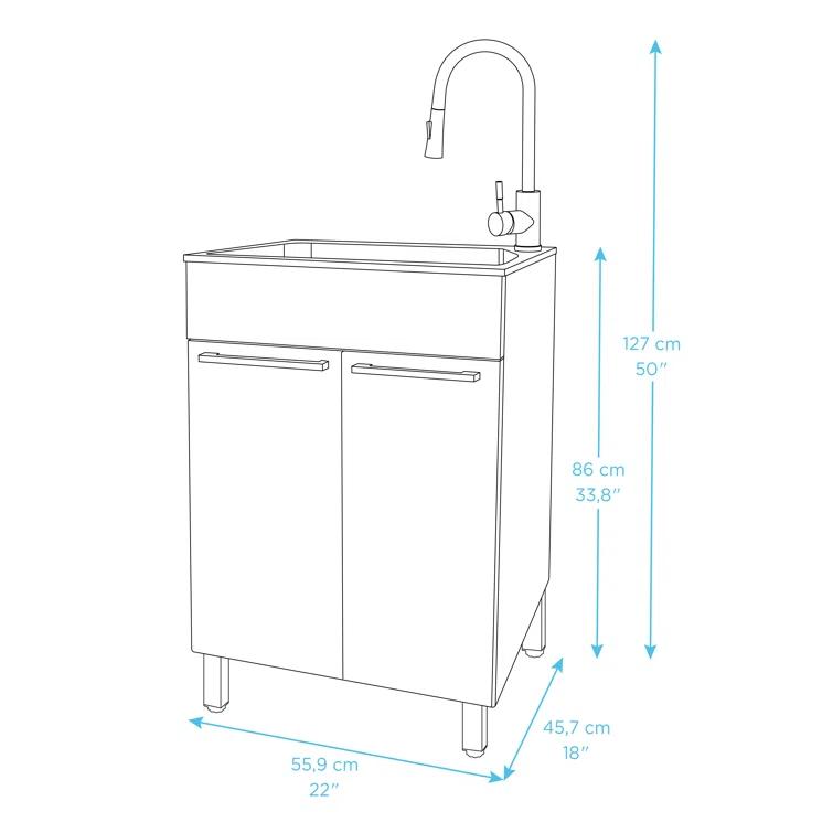 All-In-One 22" L x 18" W Free Standing Compact Laundry Sink with Faucet