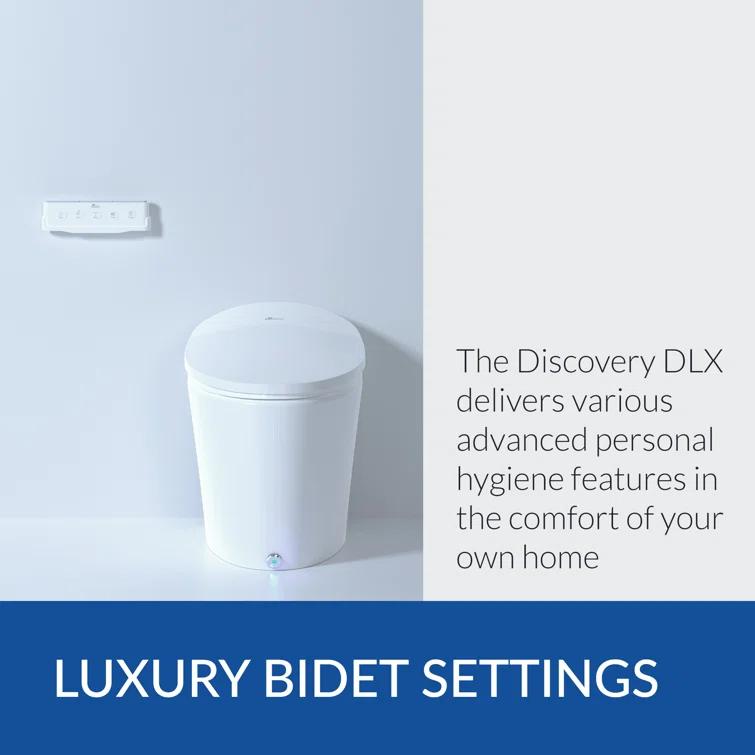 Bio Bidet by BEMIS Discovery DLX Smart Bidet Toilet, Tankless, Auto Open and Close with Kick Flush, Self Cleaning Discovery DLX