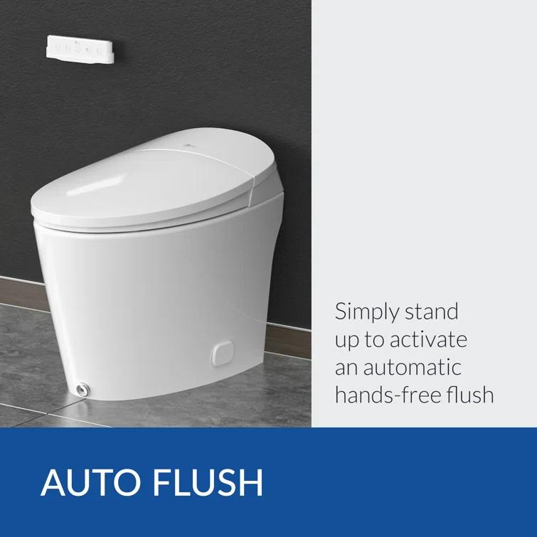 Bio Bidet by BEMIS Discovery DLX Smart Bidet Toilet, Tankless, Auto Open and Close with Kick Flush, Self Cleaning Discovery DLX