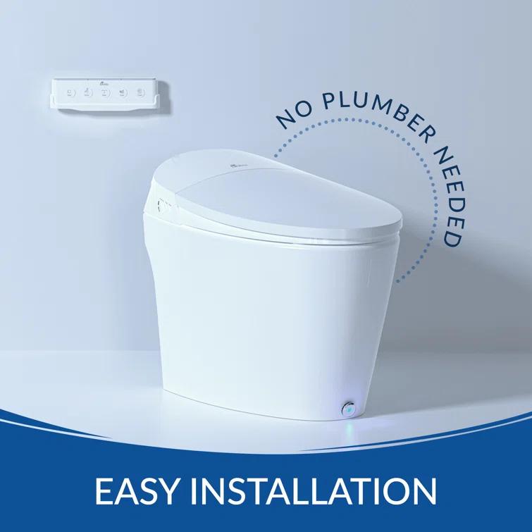 Bio Bidet by BEMIS Discovery DLX Smart Bidet Toilet, Tankless, Auto Open and Close with Kick Flush, Self Cleaning Discovery DLX