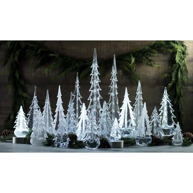 Luminous Hand-Blown Glass Evergreen Figurine - 10"