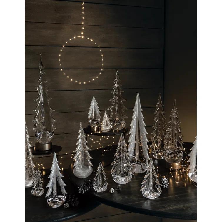 Luminous Hand-Blown Glass Evergreen Figurine - 10"