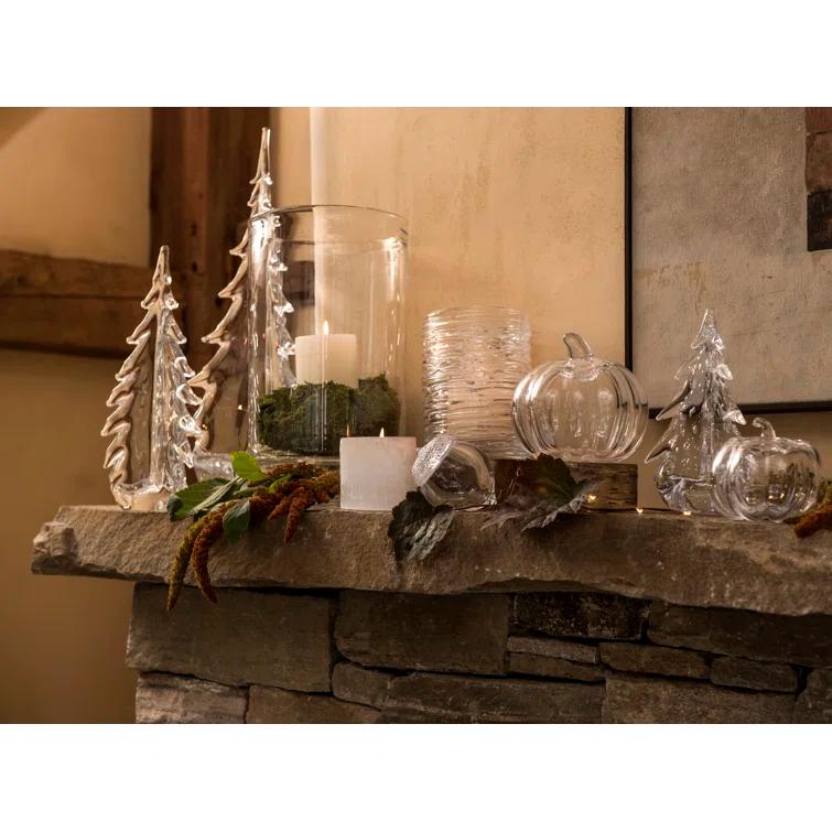 Luminous Hand-Blown Glass Evergreen Figurine - 10"