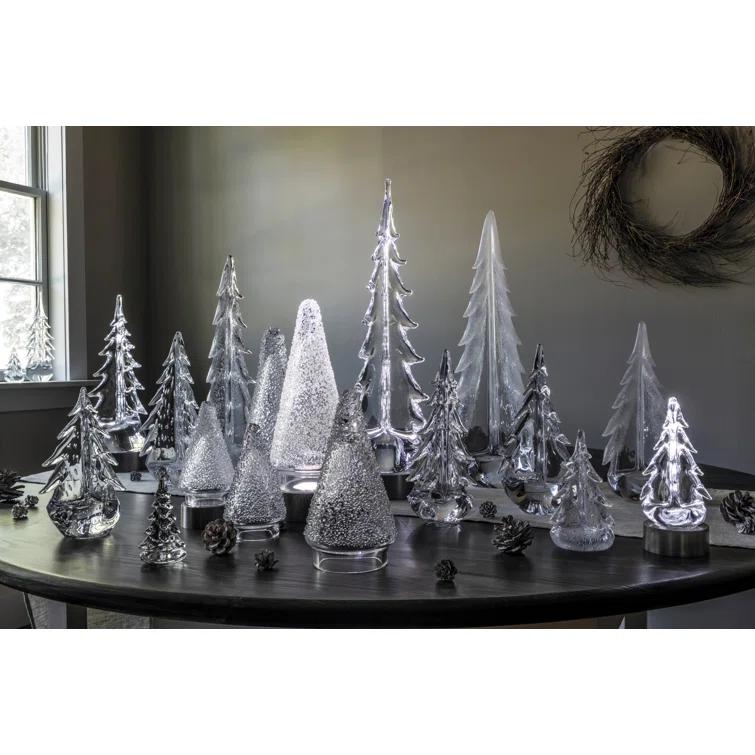 Luminous Hand-Blown Glass Evergreen Figurine - 10"