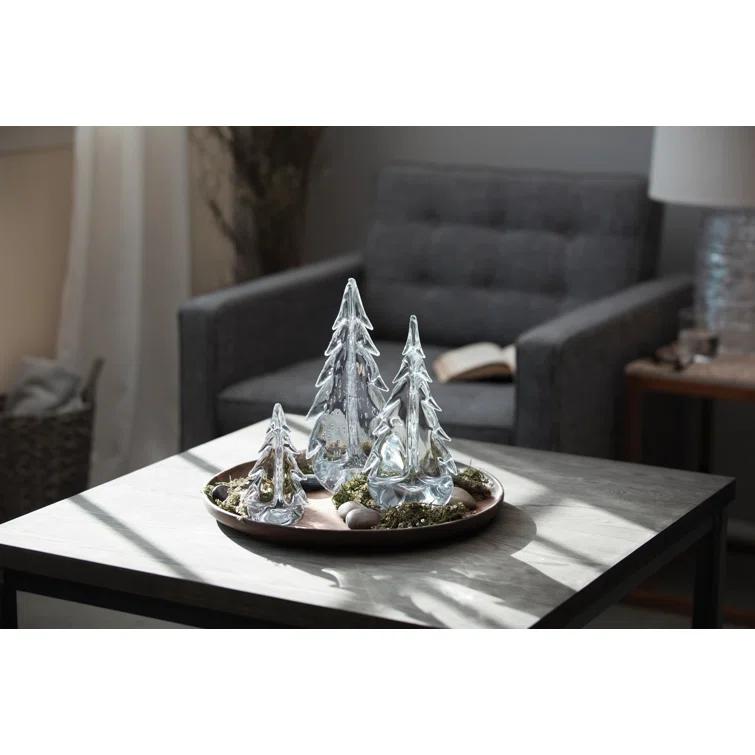 Luminous Hand-Blown Glass Evergreen Figurine - 10"