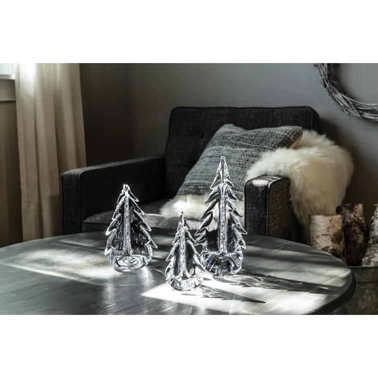 Luminous Hand-Blown Glass Evergreen Figurine - 10"