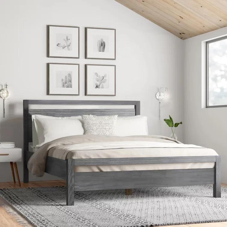 Loft Solid Wood Panel Bed