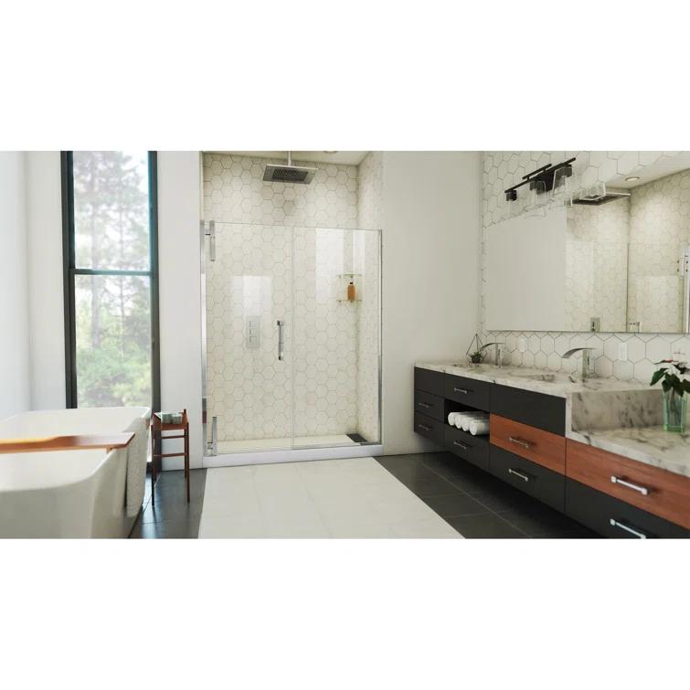 DreamLine Ascend 56-57 in. W x 72 in. H Frameless Pivot Shower Door
