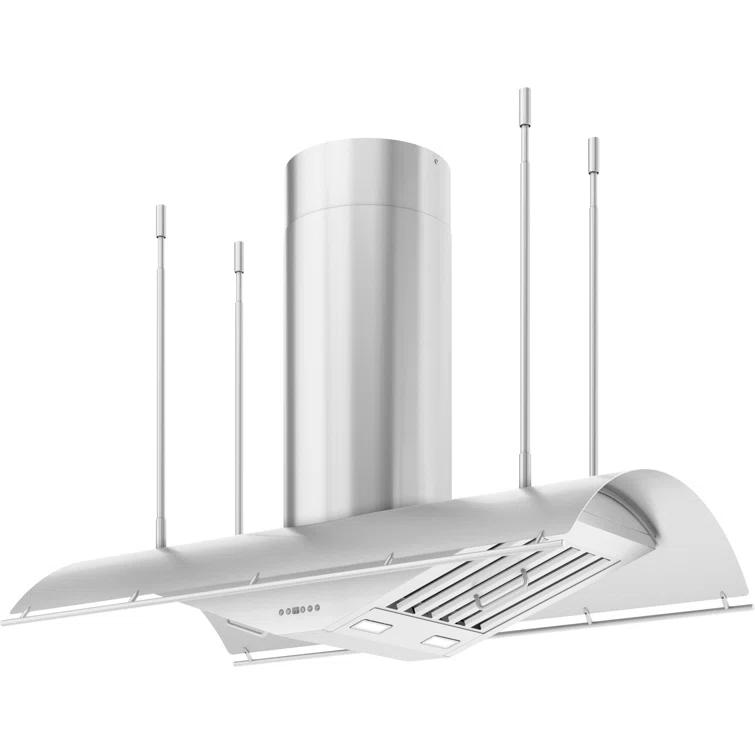 Designer 48" Ducted Island Range Hood in Silver with Nightlight (BODY ONLY)