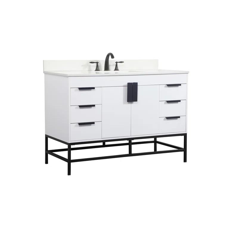 Alizabeth 48'' Single Bathroom Vanity with Engineered Marble Top