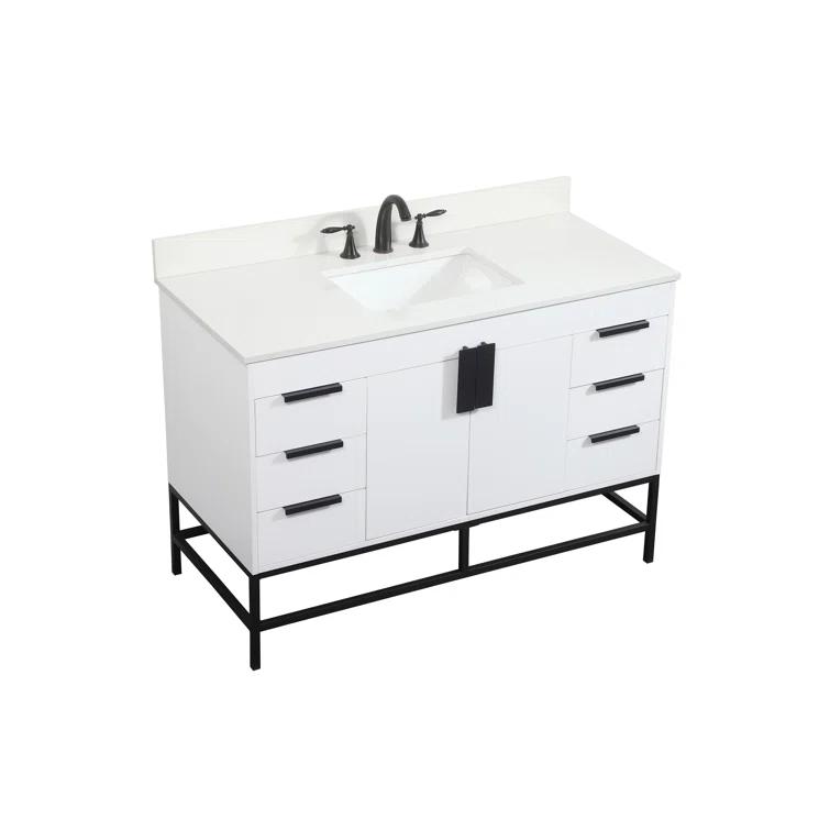 Alizabeth 48'' Single Bathroom Vanity with Engineered Marble Top