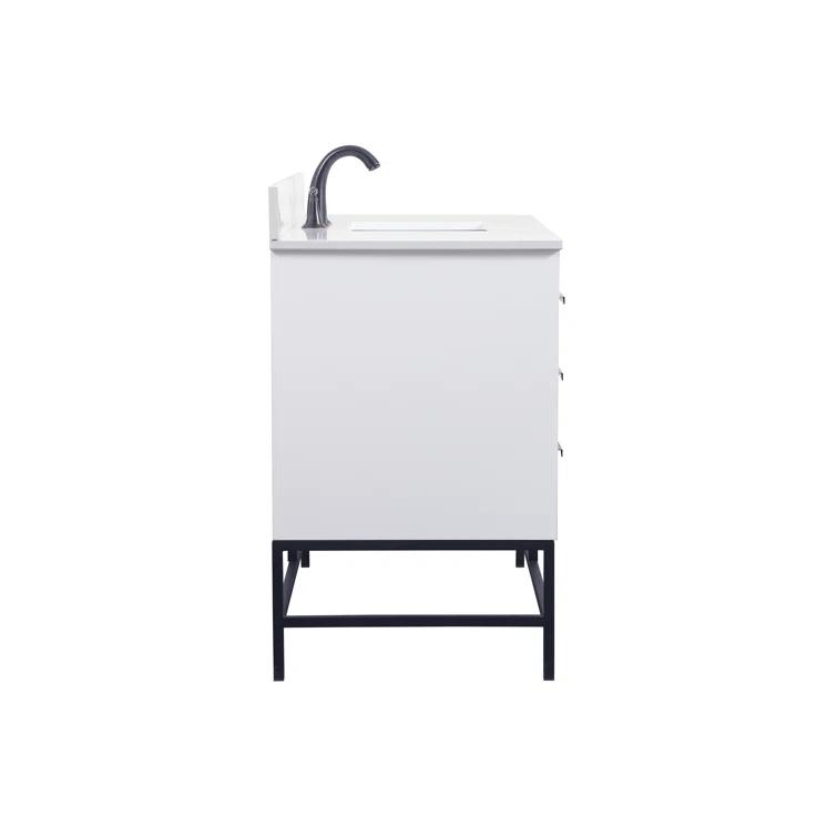 Alizabeth 48'' Single Bathroom Vanity with Engineered Marble Top